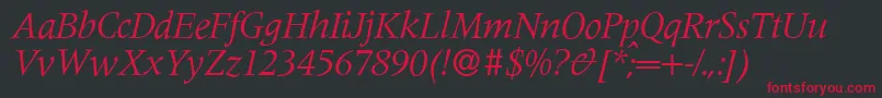 M690RomanItalic Font – Red Fonts on Black Background