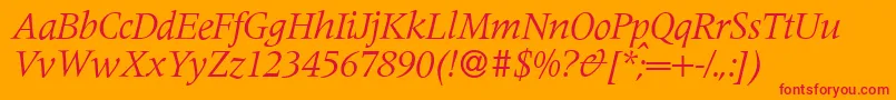 M690RomanItalic Font – Red Fonts on Orange Background