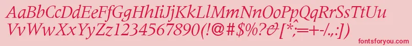 M690RomanItalic-Schriftart – Rote Schriften auf rosa Hintergrund