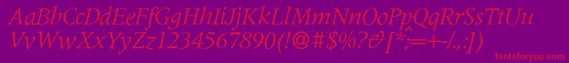 Шрифт M690RomanItalic – красные шрифты на фиолетовом фоне