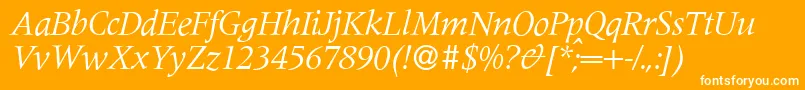 M690RomanItalic Font – White Fonts on Orange Background