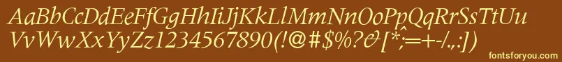 Шрифт M690RomanItalic – жёлтые шрифты на коричневом фоне