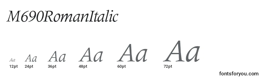 M690RomanItalic Font Sizes