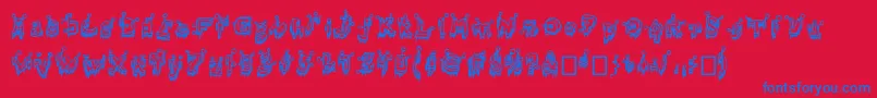 フォントClouty – 赤い背景に青い文字