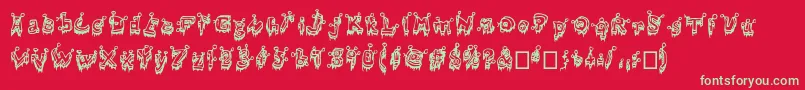 フォントClouty – 赤い背景に緑の文字