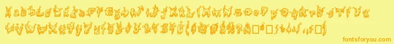 Czcionka Clouty – pomarańczowe czcionki na żółtym tle