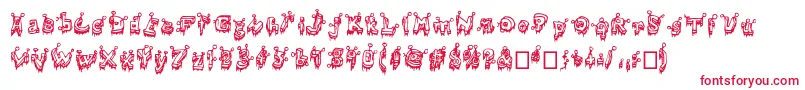 Clouty-Schriftart – Rote Schriften auf weißem Hintergrund