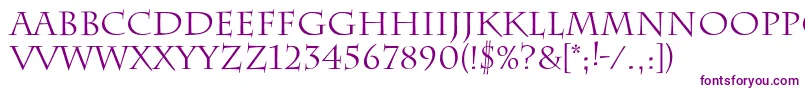フォントLaugher – 白い背景に紫のフォント