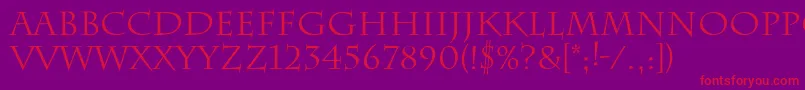 フォントLaugher – 紫の背景に赤い文字