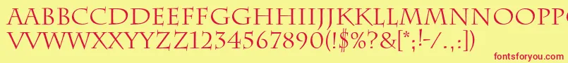 Laugher-Schriftart – Rote Schriften auf gelbem Hintergrund