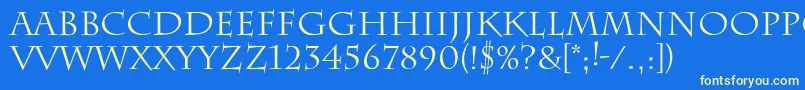 フォントLaugher – 黄色の文字、青い背景