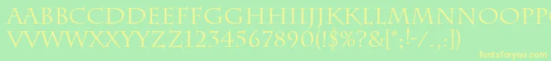 フォントLaugher – 黄色の文字が緑の背景にあります