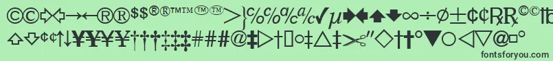 Шрифт DatasymfdbNormal – чёрные шрифты на зелёном фоне