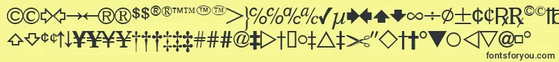 Шрифт DatasymfdbNormal – чёрные шрифты на жёлтом фоне