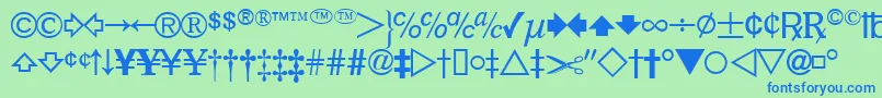 Шрифт DatasymfdbNormal – синие шрифты на зелёном фоне