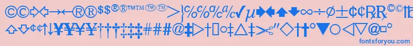 DatasymfdbNormal-fontti – siniset fontit vaaleanpunaisella taustalla