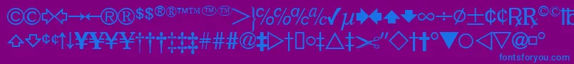 DatasymfdbNormal-fontti – siniset fontit violetilla taustalla