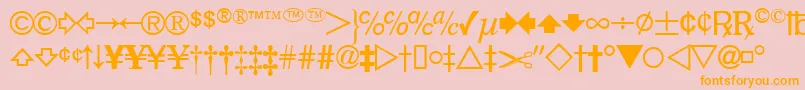 DatasymfdbNormal-fontti – oranssit fontit vaaleanpunaisella taustalla