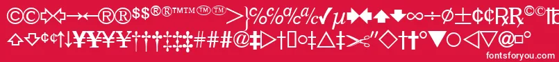 DatasymfdbNormal-fontti – valkoiset fontit punaisella taustalla