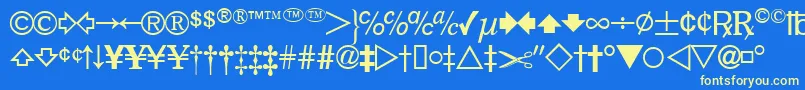 Fonte DatasymfdbNormal – fontes amarelas em um fundo azul