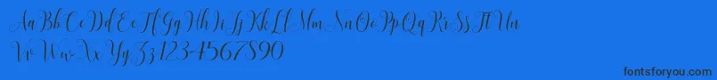 SadhiraScriptDemo-Schriftart – Schwarze Schriften auf blauem Hintergrund