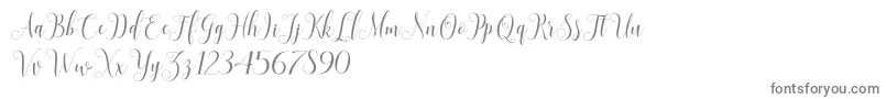 SadhiraScriptDemo-fontti – harmaat kirjasimet valkoisella taustalla
