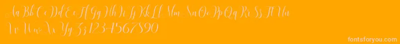 SadhiraScriptDemo-Schriftart – Rosa Schriften auf orangefarbenem Hintergrund