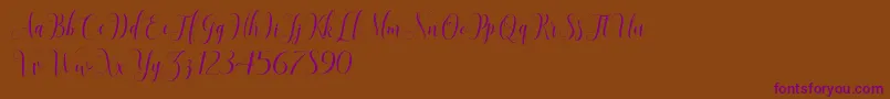 SadhiraScriptDemo-Schriftart – Violette Schriften auf braunem Hintergrund