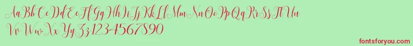 SadhiraScriptDemo Font – Red Fonts on Green Background