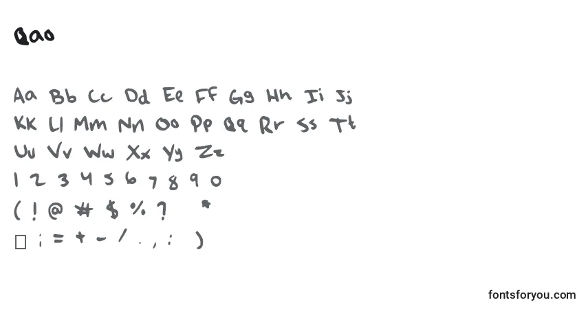 Шрифт Qao – алфавит, цифры, специальные символы