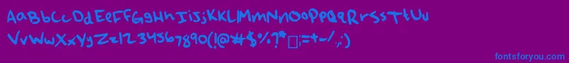 フォントQao – 紫色の背景に青い文字