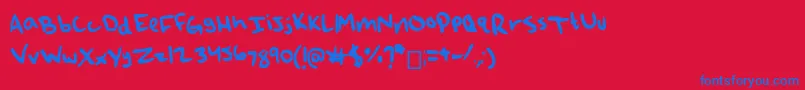 フォントQao – 赤い背景に青い文字