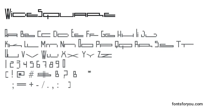 Czcionka WideSquare – alfabet, cyfry, specjalne znaki