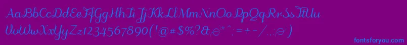 Odstemplik-Schriftart – Blaue Schriften auf violettem Hintergrund