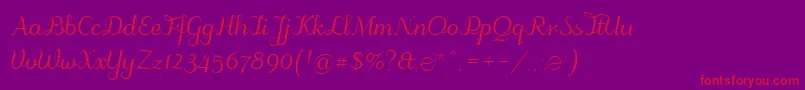 Odstemplik-Schriftart – Rote Schriften auf violettem Hintergrund