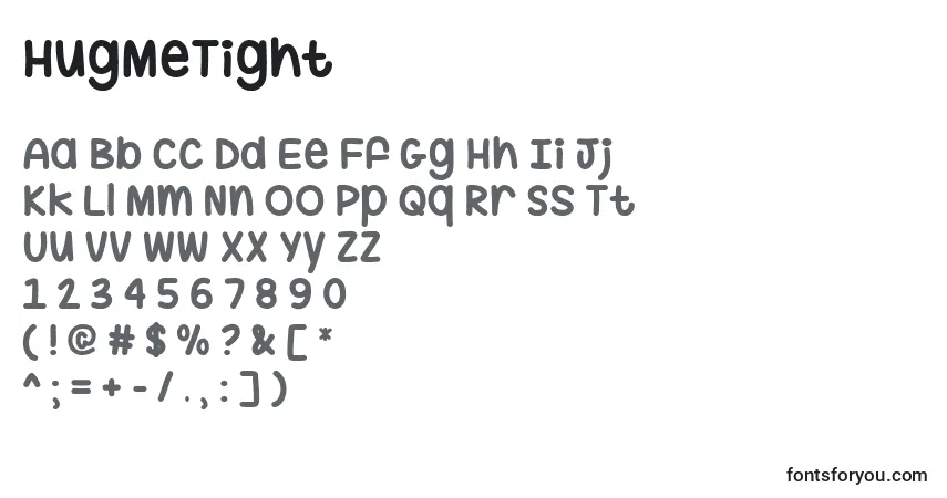 Czcionka HugMeTight – alfabet, cyfry, specjalne znaki