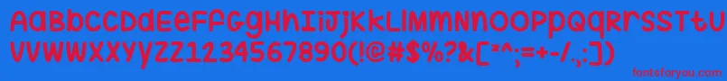 HugMeTight Font – Red Fonts on Blue Background