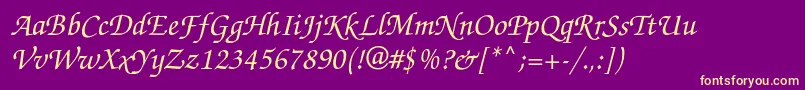 Zapfchanceryc Font – Yellow Fonts on Purple Background