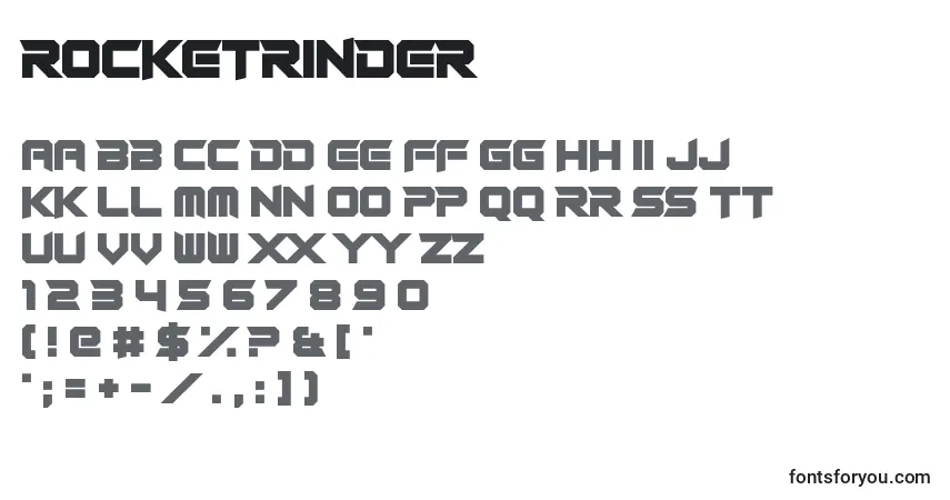 Czcionka RocketRinder – alfabet, cyfry, specjalne znaki