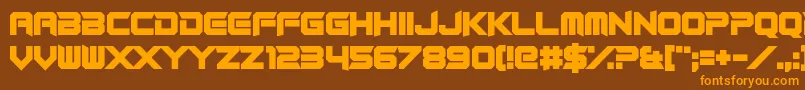 フォントRocketRinder – オレンジ色の文字が茶色の背景にあります。