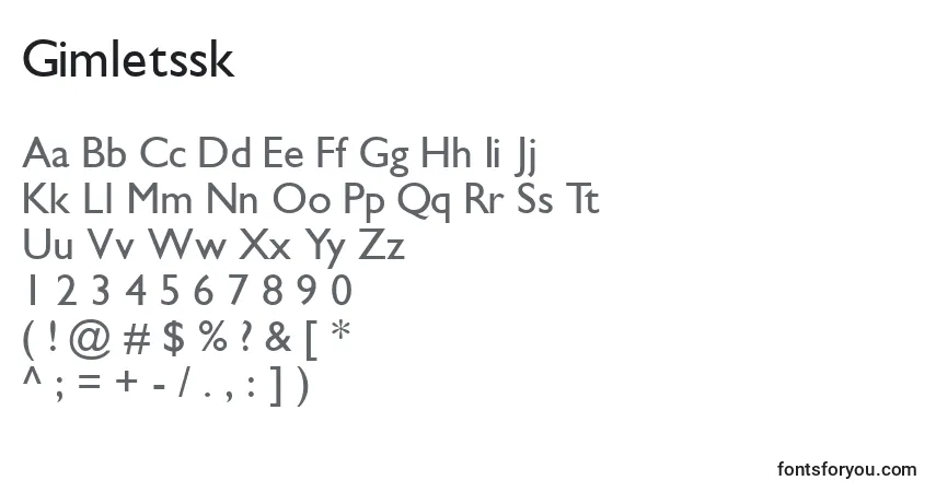 Schriftart Gimletssk – Alphabet, Zahlen, spezielle Symbole