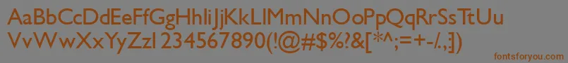 フォントGimletssk – 茶色の文字が灰色の背景にあります。