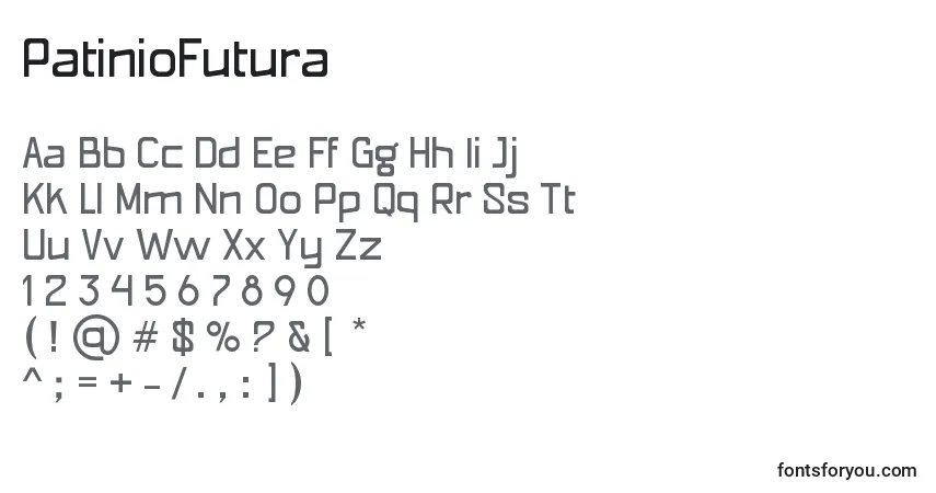 PatinioFutura-fontti – aakkoset, numerot, erikoismerkit