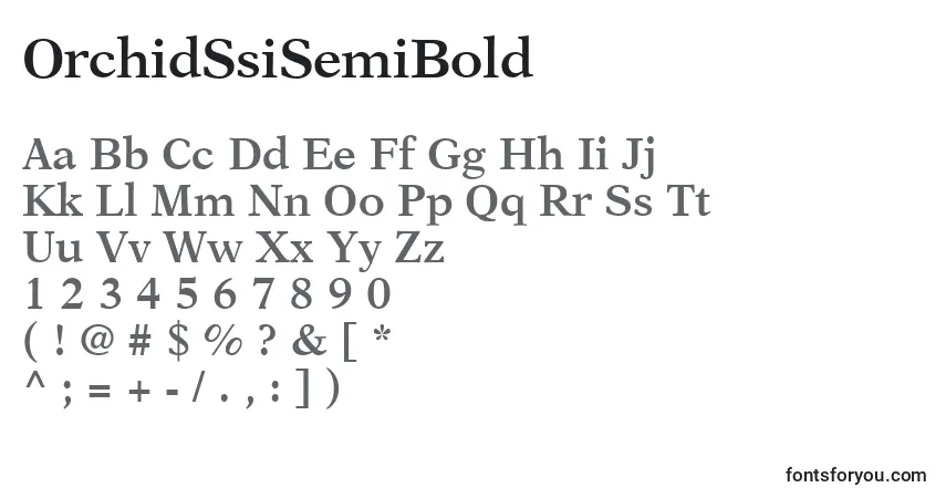 A fonte OrchidSsiSemiBold – alfabeto, números, caracteres especiais