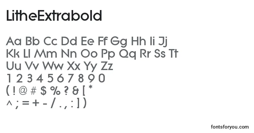 Шрифт LitheExtrabold – алфавит, цифры, специальные символы