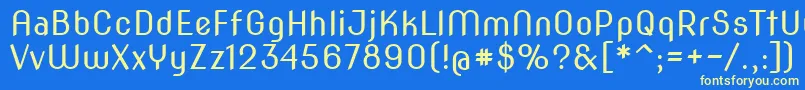 Czcionka Novaslim – żółte czcionki na niebieskim tle