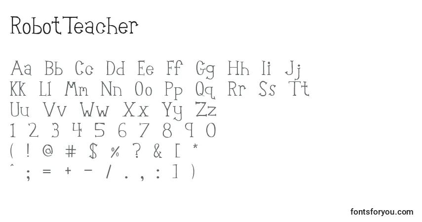A fonte RobotTeacher – alfabeto, números, caracteres especiais