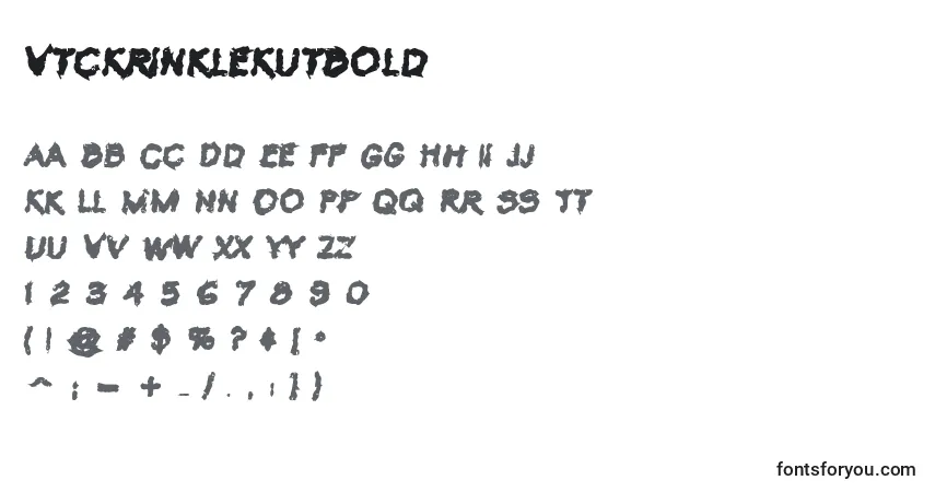 Czcionka VtcKrinkleKutBold – alfabet, cyfry, specjalne znaki