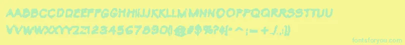 VtcKrinkleKutBold-fontti – vihreät fontit keltaisella taustalla