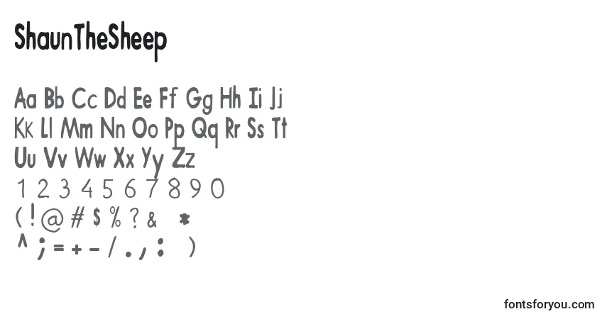 Czcionka ShaunTheSheep – alfabet, cyfry, specjalne znaki